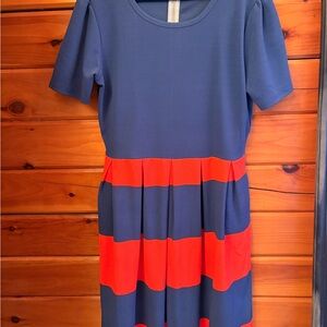 LuLaRoe navy and orange logo tee